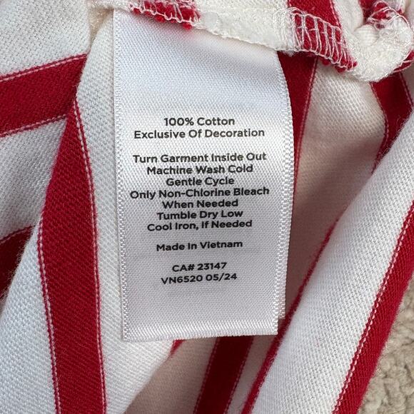 Talbots Joy Red White Stripe Embellished Ornament Long Sleeve Shirt Size L - Picture 5 of 5